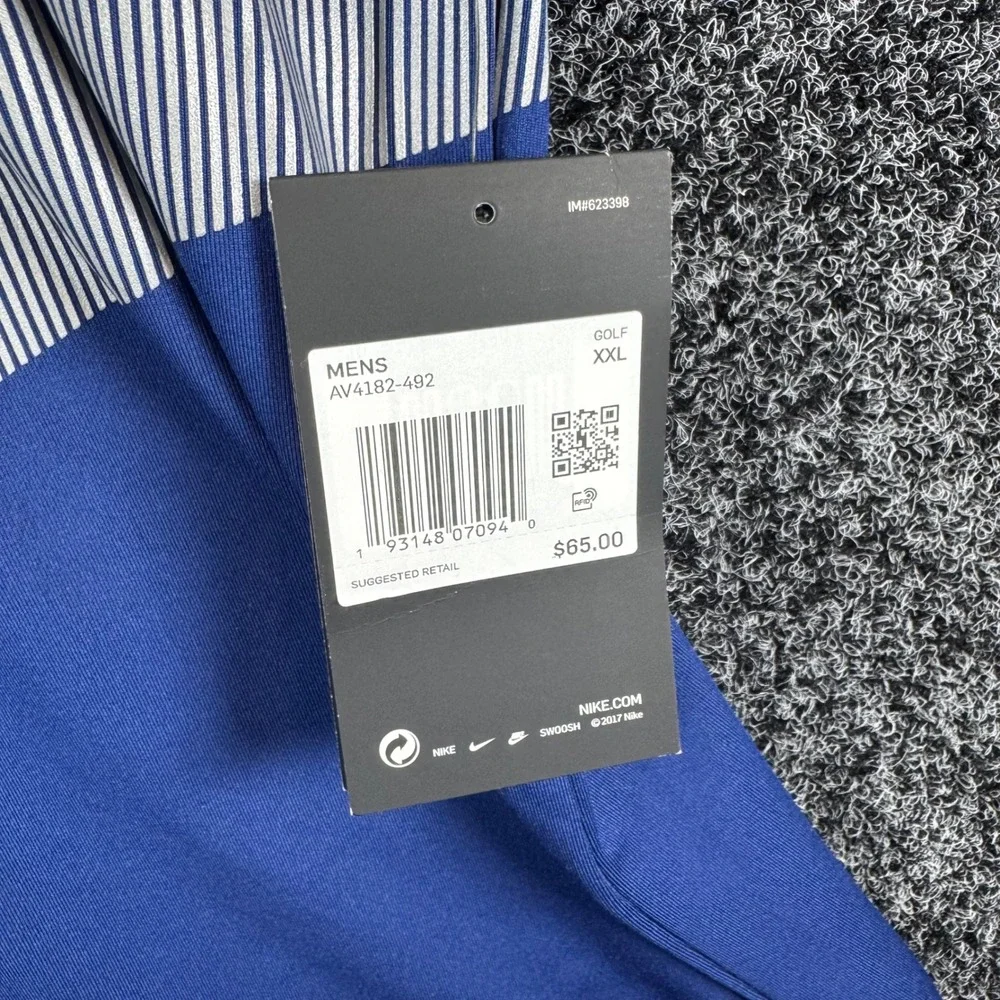 Nike Dri-FIT Golf Polo Mens XXL Blue Striped Chevron Short Sleeve AV4182-492 NEW
